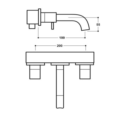 Studio G Wall Mounted 2 Handle Basin Mixer - Chrome